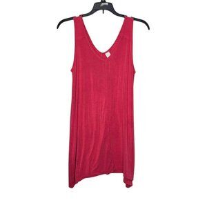 Yala Womens Pink Sleeveless Tunic Top‎ Double V-Neck Soft S Bamboo Spandex Drape